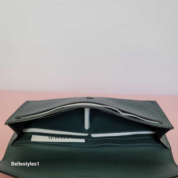 COACH Wyn Envelope Crossgrain Leather Wallet- Forest color 🎈$121. - Picture 14 of 16
